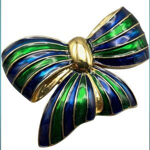 Vintage Park Lane Blue & Green Bow Brooch